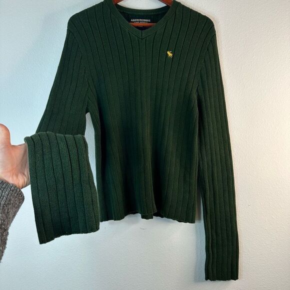 Vintage Abercrombie & Fitch Green Ribbed Knit Sweater Womens Medium Heavyweight - Picture 3 of 7